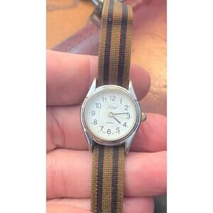 VTG Women's 22mm Silver Tone LTD Watch, Canvas Strap